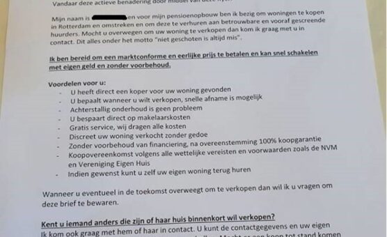 Let op: Vreemde brief in omloop in Vreewijk